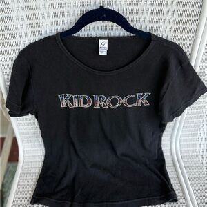Vintage Kid Rock Concert T Shirt USA Flag Crystal Embellishment Graphic